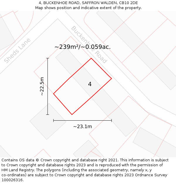 4, BUCKENHOE ROAD, SAFFRON WALDEN, CB10 2DE: Plot and title map