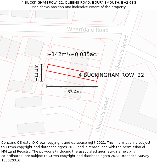 4 BUCKINGHAM ROW, 22, QUEENS ROAD, BOURNEMOUTH, BH2 6BG: Plot and title map