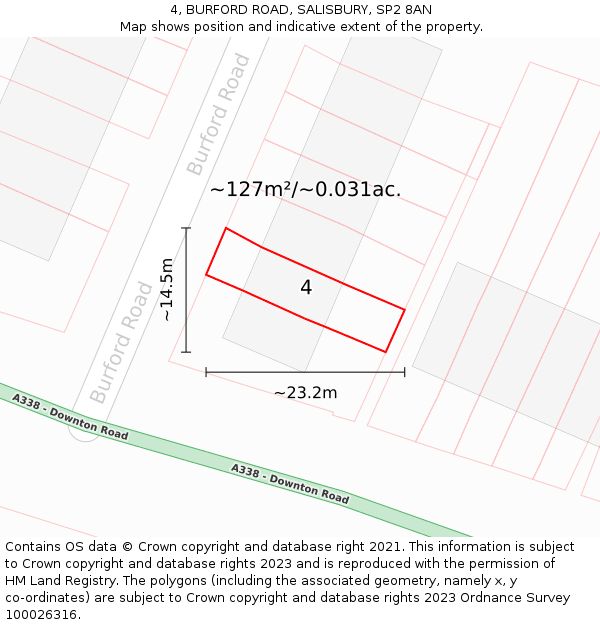 4, BURFORD ROAD, SALISBURY, SP2 8AN: Plot and title map