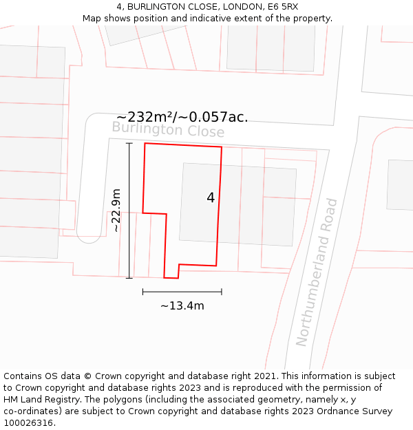 4, BURLINGTON CLOSE, LONDON, E6 5RX: Plot and title map