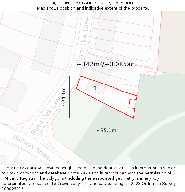4, BURNT OAK LANE, SIDCUP, DA15 9DB: Plot and title map