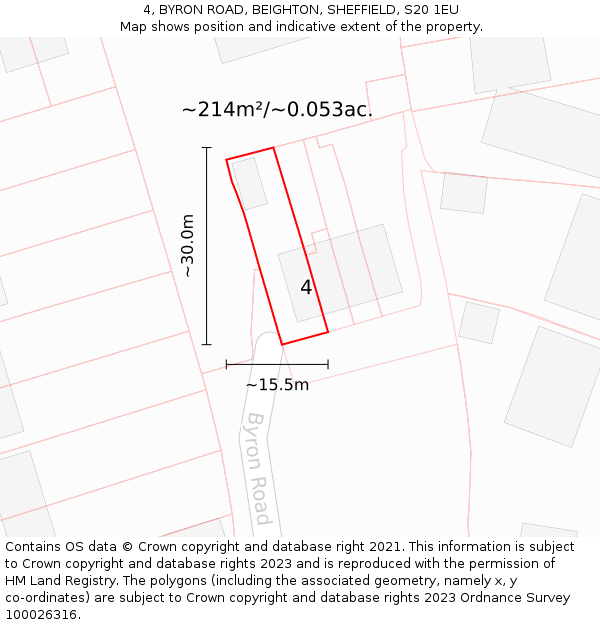 4, BYRON ROAD, BEIGHTON, SHEFFIELD, S20 1EU: Plot and title map