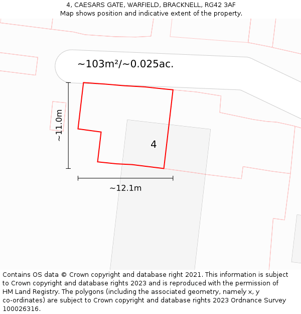4, CAESARS GATE, WARFIELD, BRACKNELL, RG42 3AF: Plot and title map