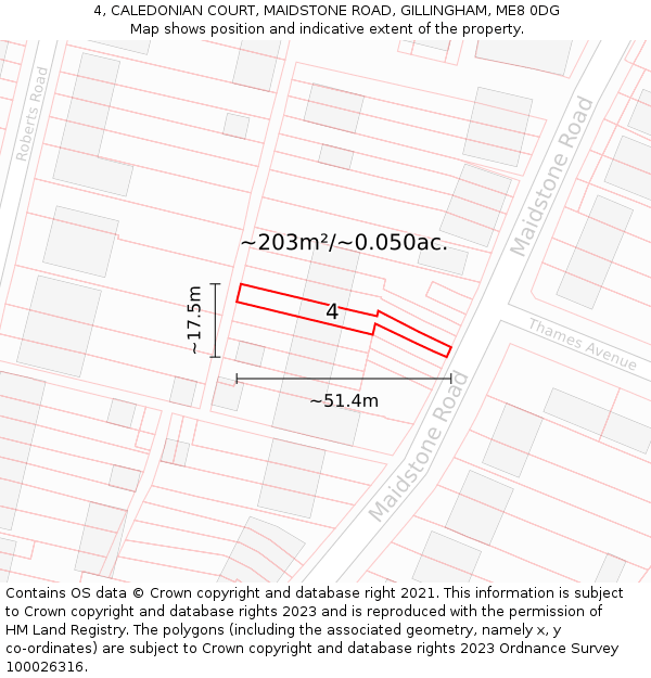 4, CALEDONIAN COURT, MAIDSTONE ROAD, GILLINGHAM, ME8 0DG: Plot and title map