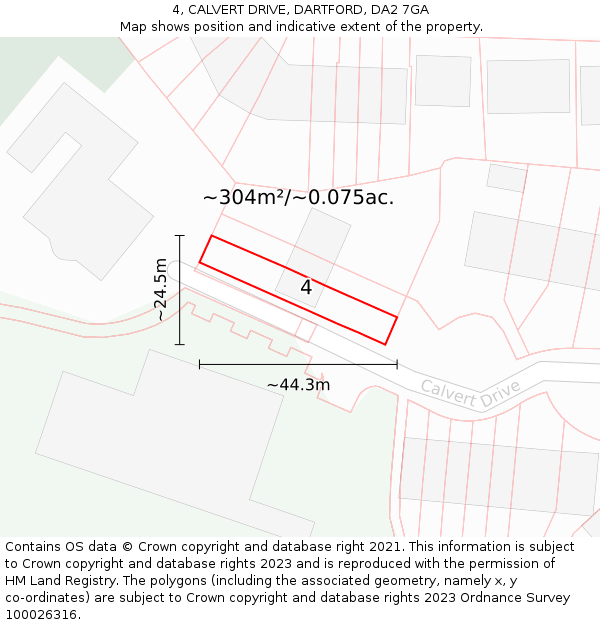 4, CALVERT DRIVE, DARTFORD, DA2 7GA: Plot and title map