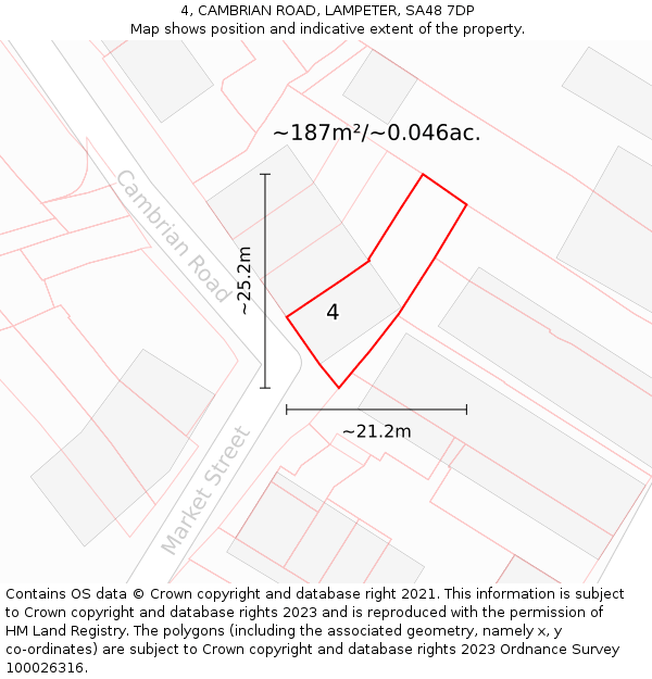 4, CAMBRIAN ROAD, LAMPETER, SA48 7DP: Plot and title map