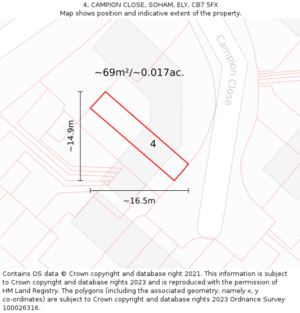 4, CAMPION CLOSE, SOHAM, ELY, CB7 5FX: Plot and title map