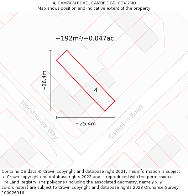 4, CAMPKIN ROAD, CAMBRIDGE, CB4 2NQ: Plot and title map