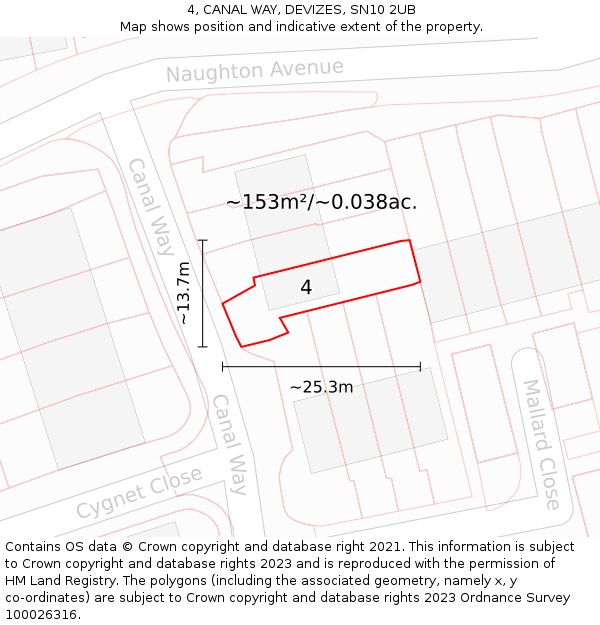 4, CANAL WAY, DEVIZES, SN10 2UB: Plot and title map
