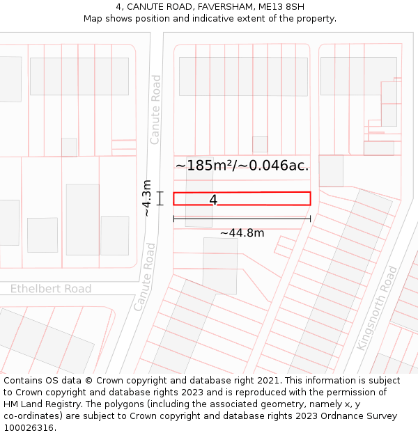 4, CANUTE ROAD, FAVERSHAM, ME13 8SH: Plot and title map