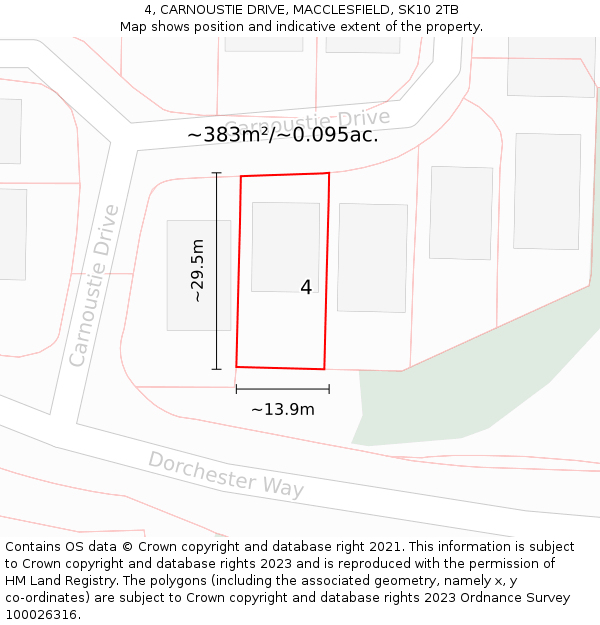 4, CARNOUSTIE DRIVE, MACCLESFIELD, SK10 2TB: Plot and title map