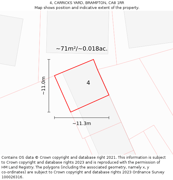 4, CARRICKS YARD, BRAMPTON, CA8 1RR: Plot and title map