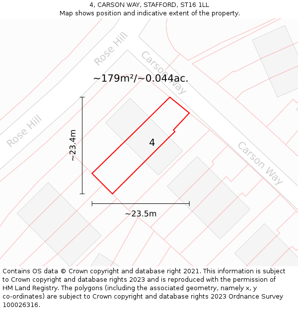 4, CARSON WAY, STAFFORD, ST16 1LL: Plot and title map