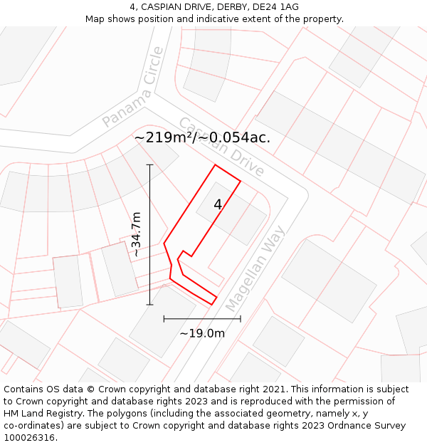4, CASPIAN DRIVE, DERBY, DE24 1AG: Plot and title map
