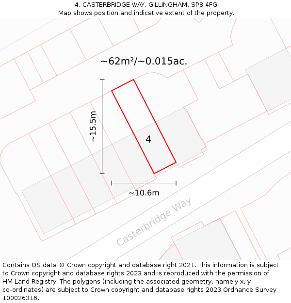 4, CASTERBRIDGE WAY, GILLINGHAM, SP8 4FG: Plot and title map