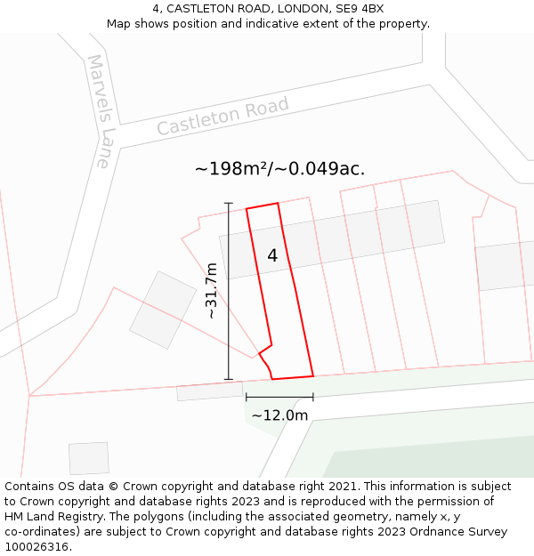 4, CASTLETON ROAD, LONDON, SE9 4BX: Plot and title map