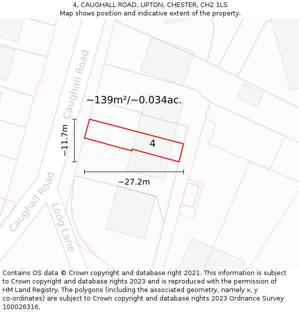 4, CAUGHALL ROAD, UPTON, CHESTER, CH2 1LS: Plot and title map