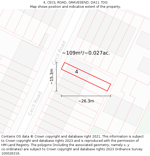 4, CECIL ROAD, GRAVESEND, DA11 7DG: Plot and title map
