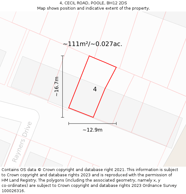 4, CECIL ROAD, POOLE, BH12 2DS: Plot and title map
