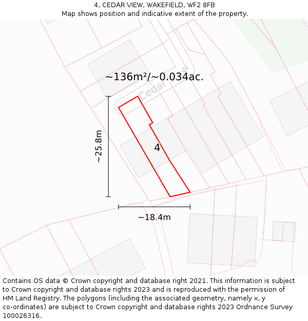 4, CEDAR VIEW, WAKEFIELD, WF2 8FB: Plot and title map