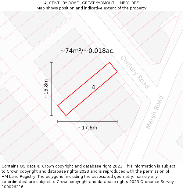 4, CENTURY ROAD, GREAT YARMOUTH, NR31 0BS: Plot and title map