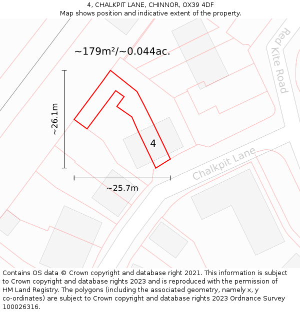 4, CHALKPIT LANE, CHINNOR, OX39 4DF: Plot and title map