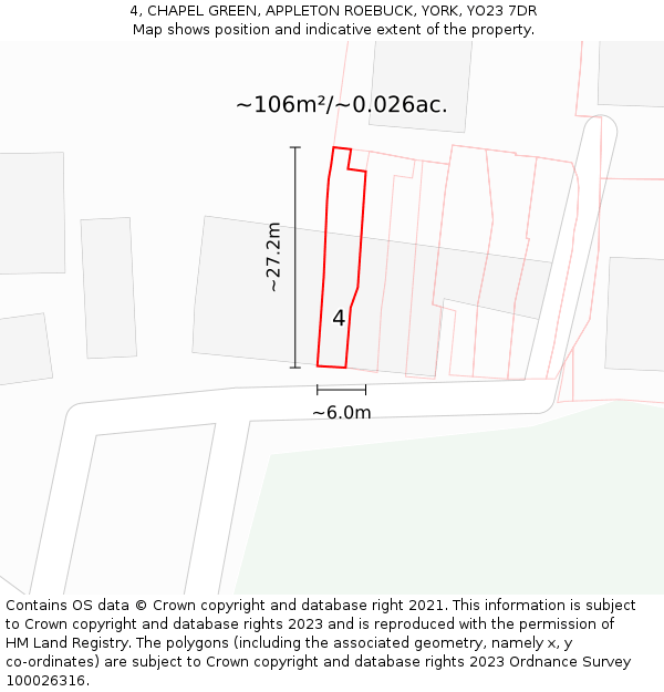 4, CHAPEL GREEN, APPLETON ROEBUCK, YORK, YO23 7DR: Plot and title map