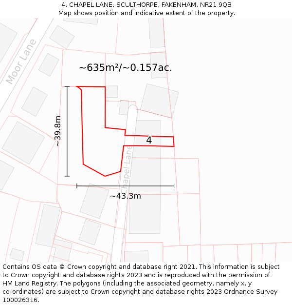 4, CHAPEL LANE, SCULTHORPE, FAKENHAM, NR21 9QB: Plot and title map