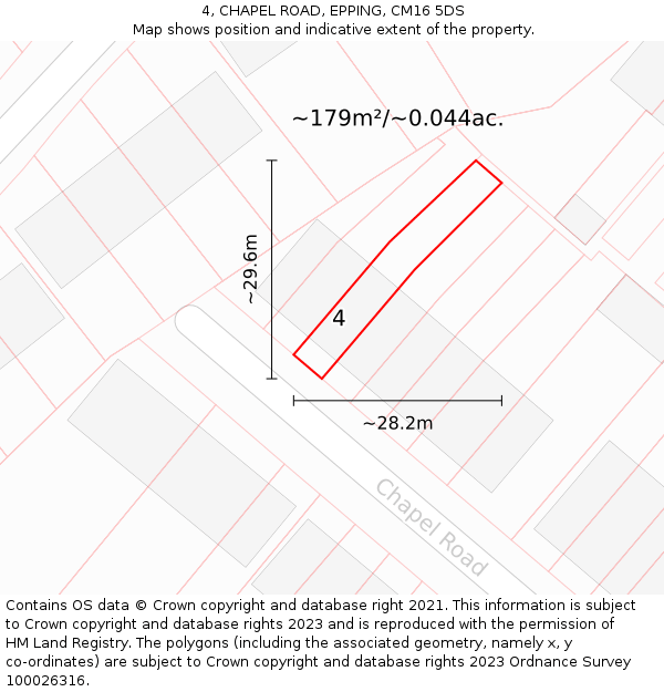 4, CHAPEL ROAD, EPPING, CM16 5DS: Plot and title map