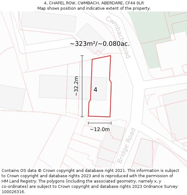 4, CHAPEL ROW, CWMBACH, ABERDARE, CF44 0LR: Plot and title map
