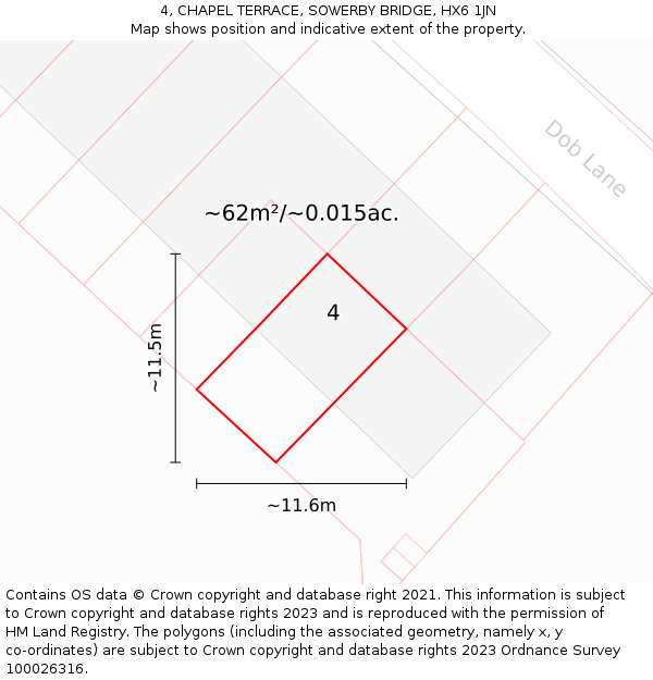 4, CHAPEL TERRACE, SOWERBY BRIDGE, HX6 1JN: Plot and title map