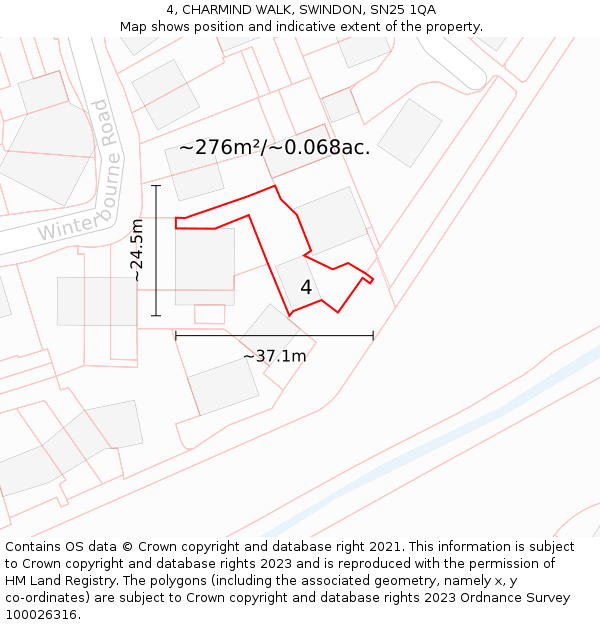 4, CHARMIND WALK, SWINDON, SN25 1QA: Plot and title map