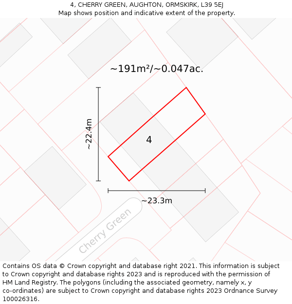 4, CHERRY GREEN, AUGHTON, ORMSKIRK, L39 5EJ: Plot and title map