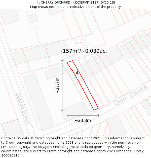 4, CHERRY ORCHARD, KIDDERMINSTER, DY10 1SJ: Plot and title map