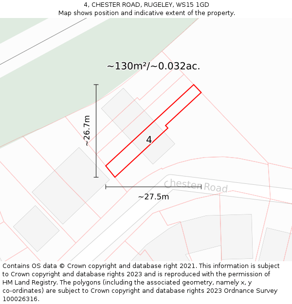 4, CHESTER ROAD, RUGELEY, WS15 1GD: Plot and title map