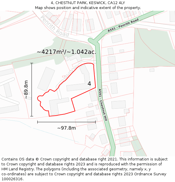 4, CHESTNUT PARK, KESWICK, CA12 4LY: Plot and title map