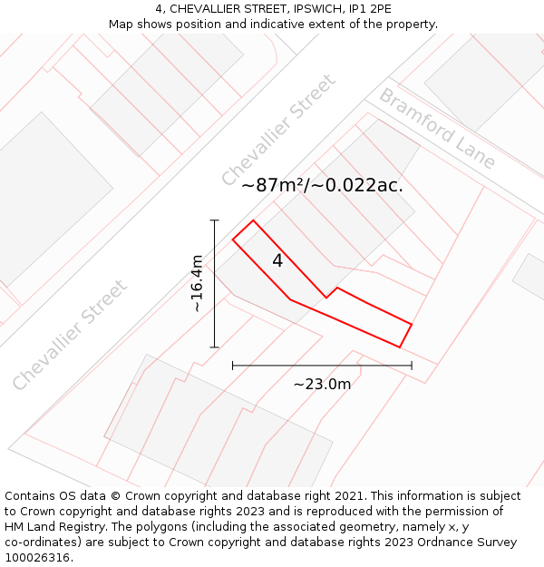 4, CHEVALLIER STREET, IPSWICH, IP1 2PE: Plot and title map