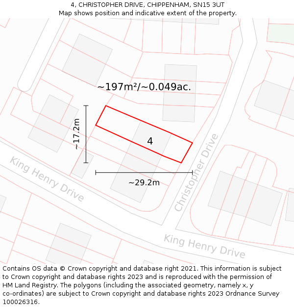 4, CHRISTOPHER DRIVE, CHIPPENHAM, SN15 3UT: Plot and title map