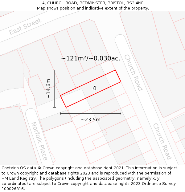 4, CHURCH ROAD, BEDMINSTER, BRISTOL, BS3 4NF: Plot and title map