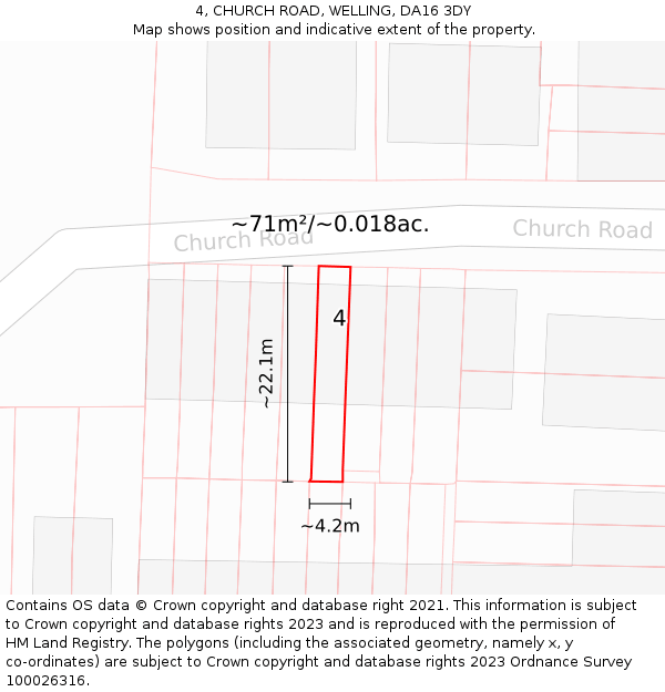 4, CHURCH ROAD, WELLING, DA16 3DY: Plot and title map