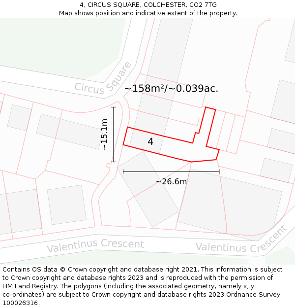 4, CIRCUS SQUARE, COLCHESTER, CO2 7TG: Plot and title map