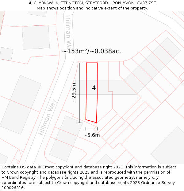 4, CLARK WALK, ETTINGTON, STRATFORD-UPON-AVON, CV37 7SE: Plot and title map