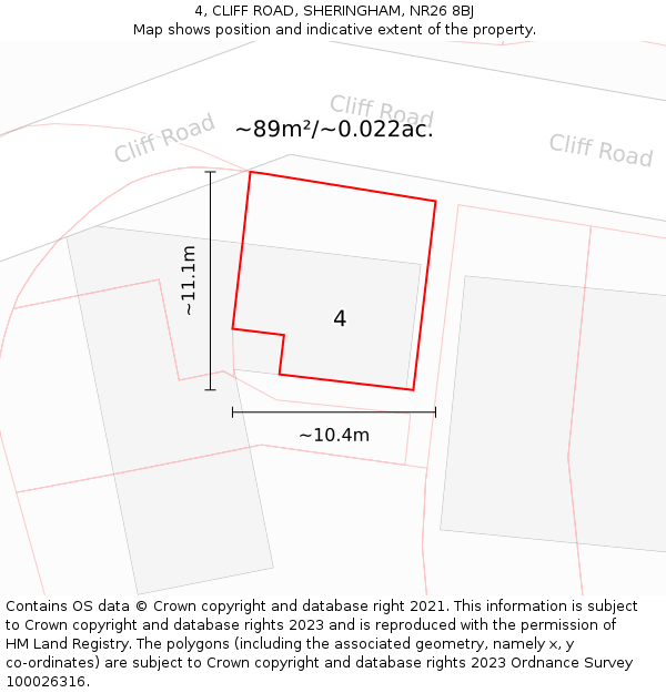 4, CLIFF ROAD, SHERINGHAM, NR26 8BJ: Plot and title map