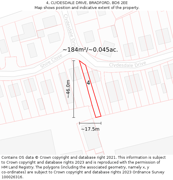 4, CLYDESDALE DRIVE, BRADFORD, BD6 2EE: Plot and title map