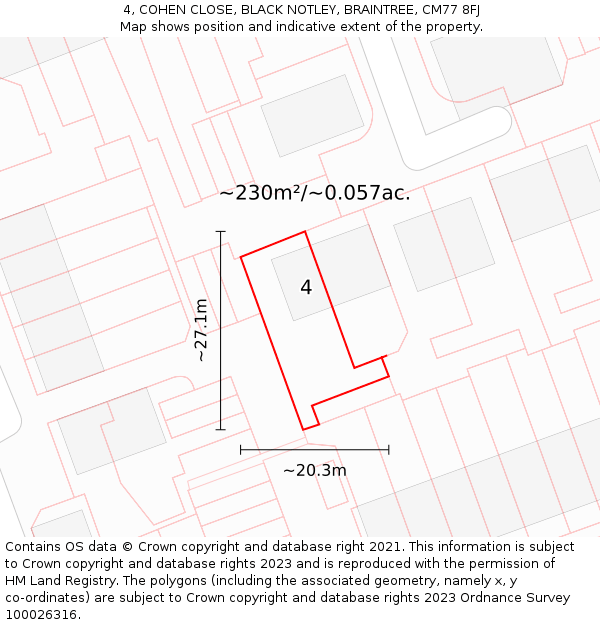 4, COHEN CLOSE, BLACK NOTLEY, BRAINTREE, CM77 8FJ: Plot and title map