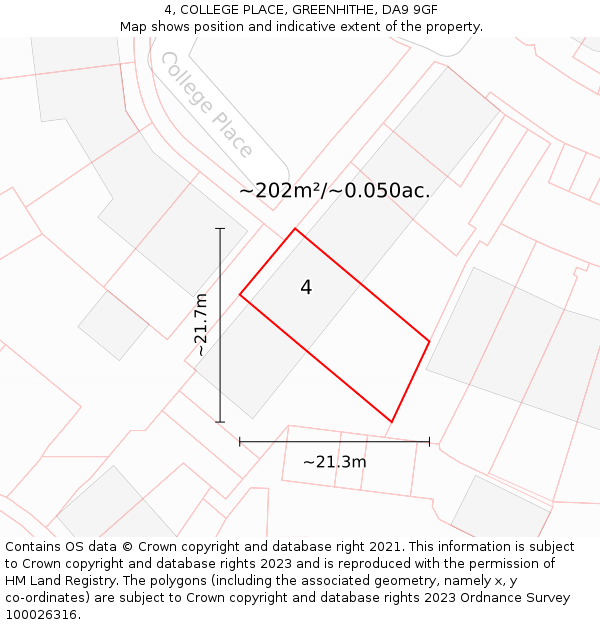 4, COLLEGE PLACE, GREENHITHE, DA9 9GF: Plot and title map