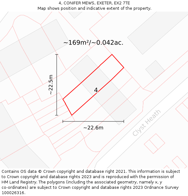4, CONIFER MEWS, EXETER, EX2 7TE: Plot and title map