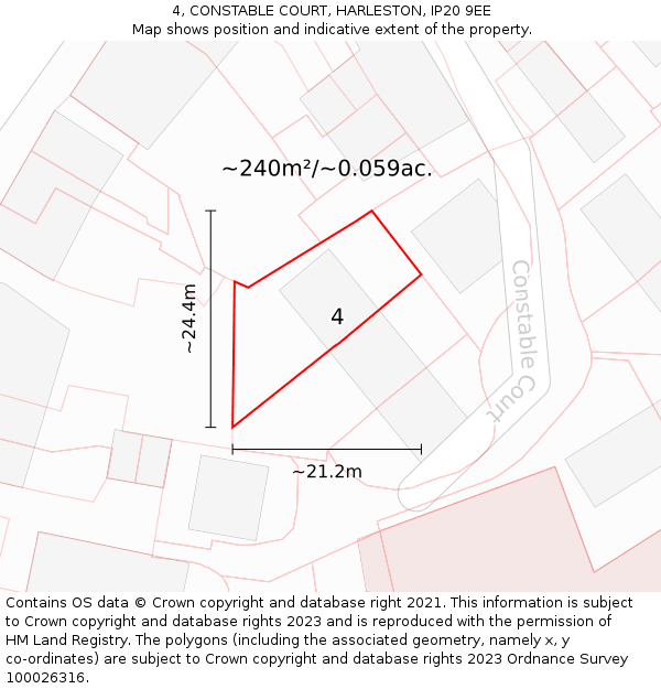 4, CONSTABLE COURT, HARLESTON, IP20 9EE: Plot and title map