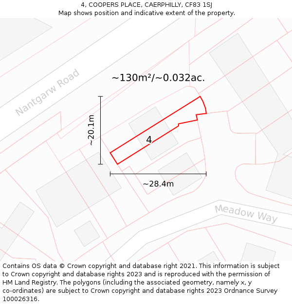 4, COOPERS PLACE, CAERPHILLY, CF83 1SJ: Plot and title map