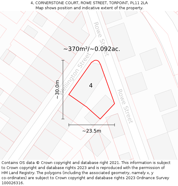 4, CORNERSTONE COURT, ROWE STREET, TORPOINT, PL11 2LA: Plot and title map